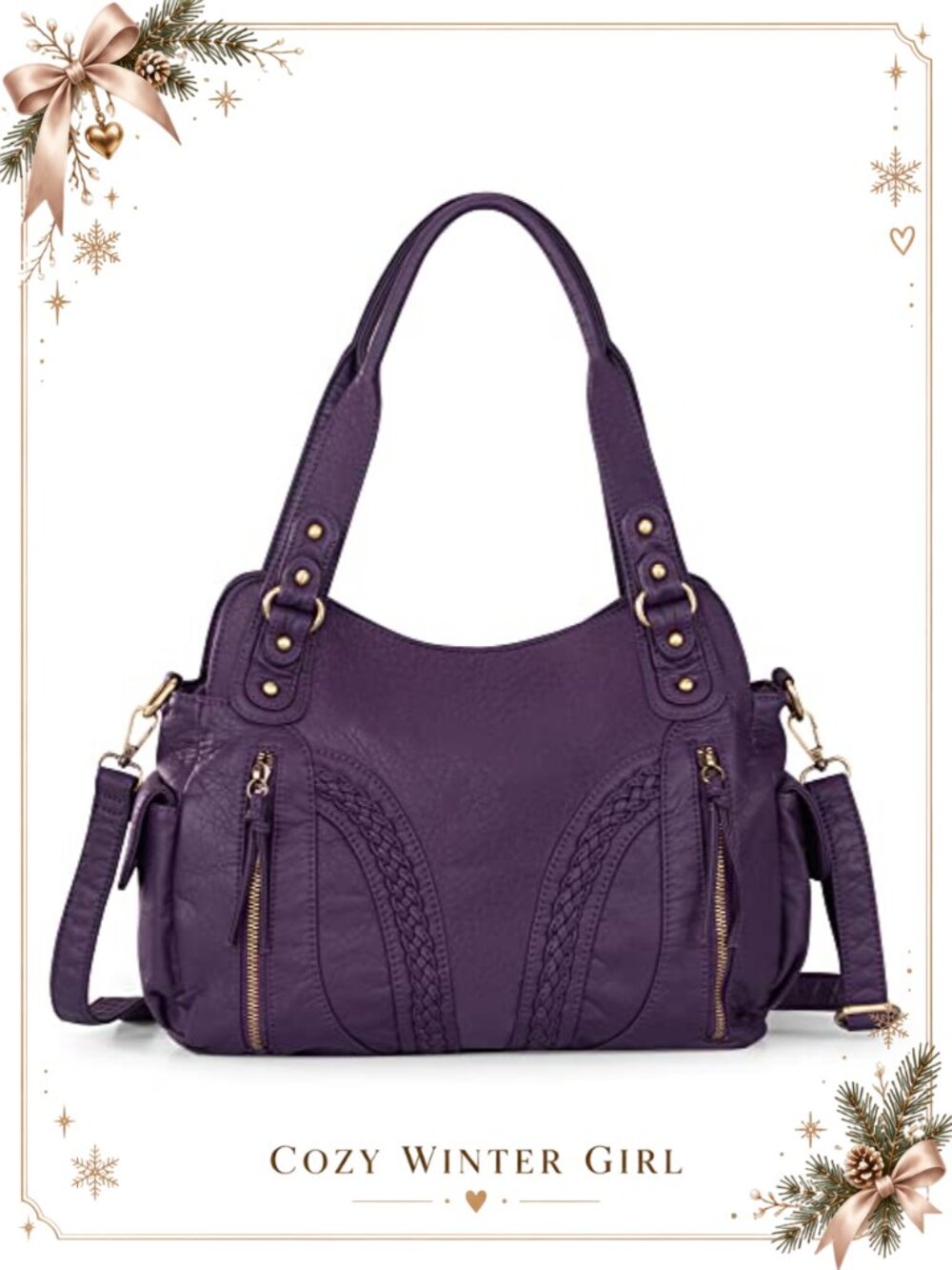 Washed Leather Hobo Bag Concealed Carry Crossbody Purse Roomy Handbag